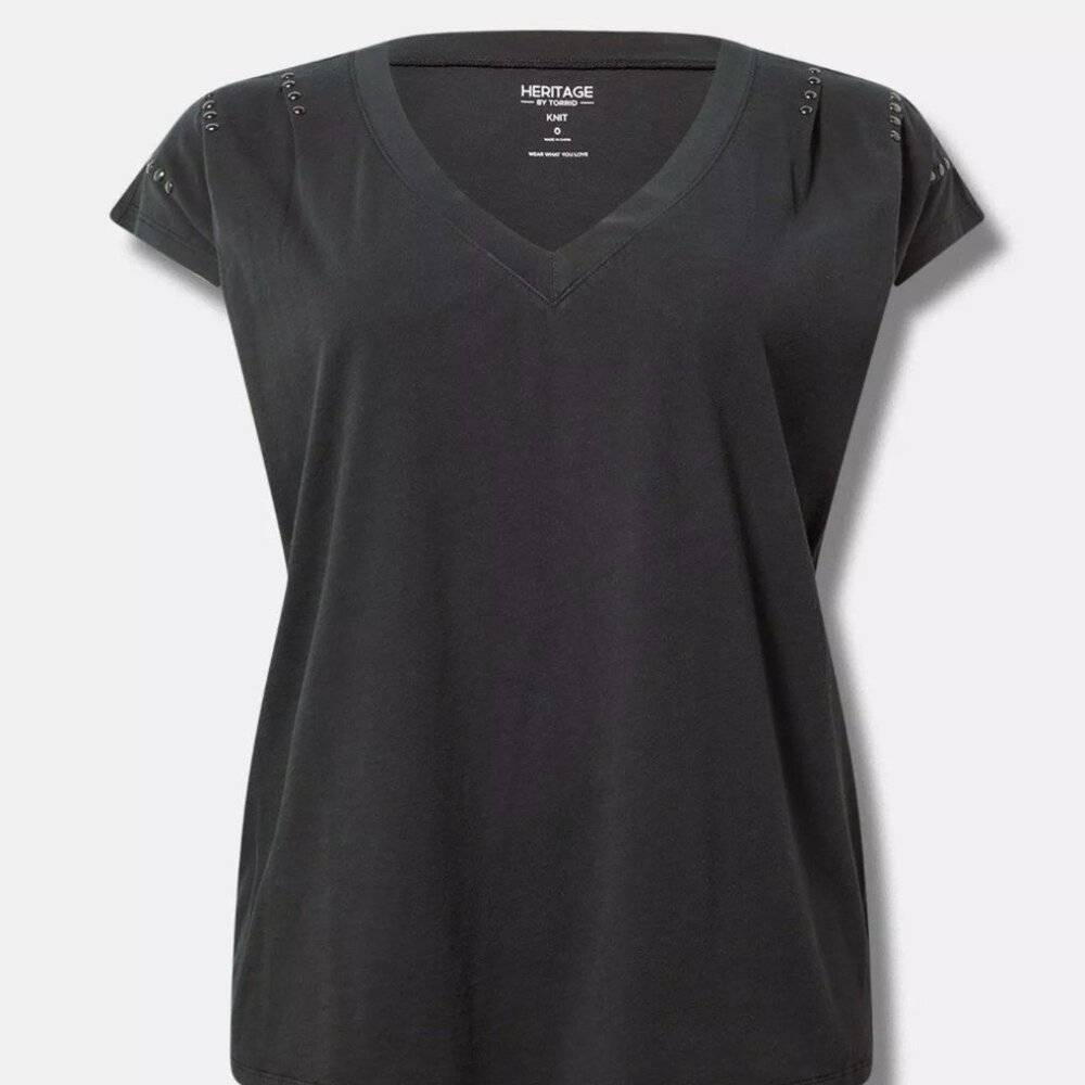 Heritage Cotton V-Neck Grommet Dolman Tee